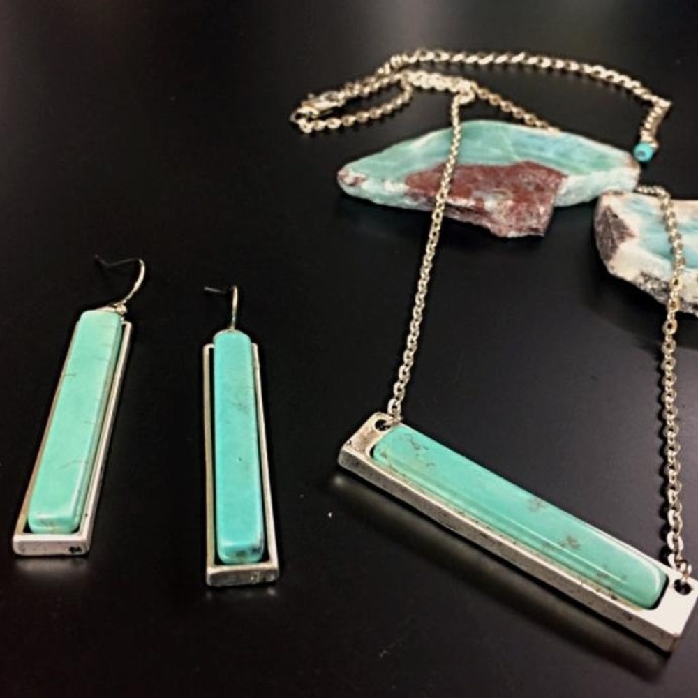 Turquoise Bar Necklace & Earrings